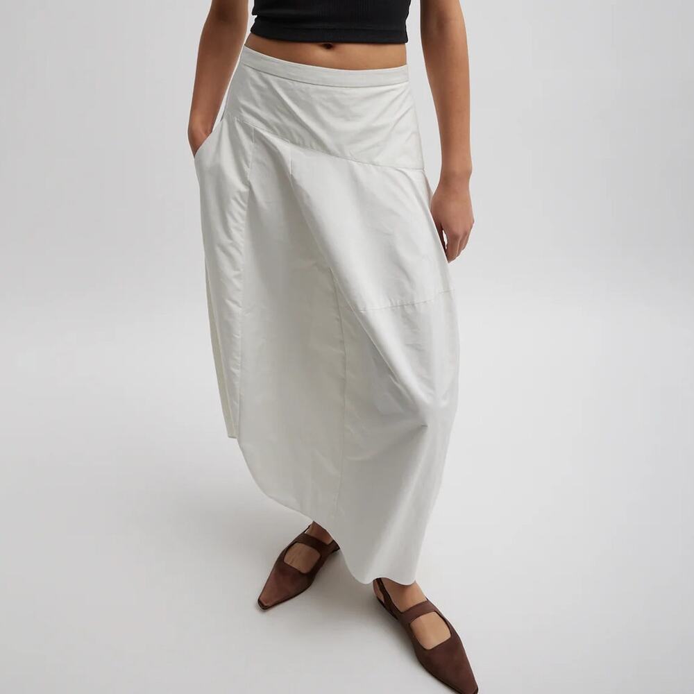 Tibi Asymmetrical Balloon Skirt White Size 8 Designer Long Midi Skirt